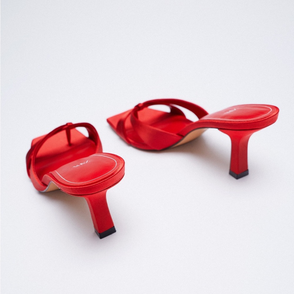 Zara Heeled Satin Effects Sandals - Picture 3 of 6